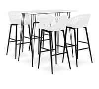 Yisssmeng Ensemble de bar 5 pièces blanc, table de bar avec 4 tabourets de | Ensemble de salle à manger moderne pour cuisine, bistro et restaurant. Plateau de table solide en MDF combiné avec des