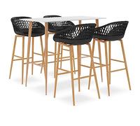 Yisssmeng Ensemble de bar 5 pièces - Table debout avec 4 tabourets de bar | Ensemble de salle à manger moderne pour cuisine et salle à manger : table de bistrot solide avec quatre chaises ergonomiques