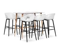 Yisssmeng Ensemble de bar 7 pièces avec 1 table de bar et 6 tabourets de | Combinaison de table haute moderne pour cuisine, salle à manger et bistrot, pieds en métal solides et panneau MDF facile