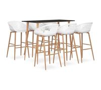 Yisssmeng Ensemble de bar 7 pièces avec table de bar 120 x 60 x 105 cm et 6 | Salon moderne pour cuisine, salle à manger et bistrot avec pieds métalliques robustes aspect bois et panneau MDF facile