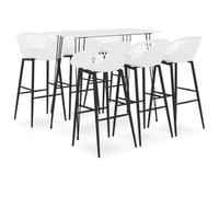 Yisssmeng Ensemble de bar 7 pièces blanc, table de bar avec 6 tabourets de | Ensemble de tables hautes modernes en MDF facile d'entretien et métal robuste pour salle à manger, bistro