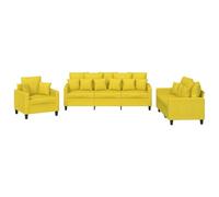 Yisssmeng Ensemble de canapé 3 pièces avec coussins, canapé pour salon comprenant fauteuil, canapé 2 places et 3 places, ensemble de meubles rembourrés en tissu durable pour salon et télévision, jaune