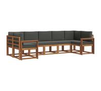 Yisssmeng Ensemble de canapé d'extérieur 7 pièces en bois d'acacia, canapé de jardin modulable avec coussin anthracite, canapé d'angle et fauteuil central pour terrasse, balcon et jardin, aspect bois