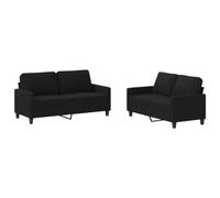 Yisssmeng Ensemble de Canapés 2 pcs avec Coussins Noir en Tissu Salon | Ensemble 2 canapés rembourrés en tissu respirant avec coussins pour salon, structure solide en métal et contreplaqué.