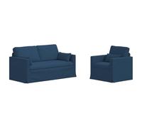 Yisssmeng Ensemble de Canapés 2 Pcs Modular en Tissu Bleu Salon | Assise modulable sectionnelle avec pieds noirs solides, idéale pour aménager un salon contemporain ou une chambre.