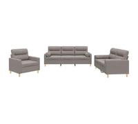 Yisssmeng Ensemble de Canapés 3 Pcs Tissu Taupe avec Coussins Salon | Set complet 3 pièces en tissu respirant avec structure solide et coussins moelleux pour salon et séjour moderne.