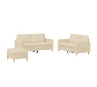 Yisssmeng Ensemble de Canapés 3 Pièces avec Coussin Tissu Crème Salon | Canapé modulaire 3 pièces en tissu respirant crème avec pouf polyvalent et structure en métal pour votre salon moderne.