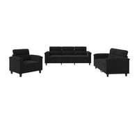 Yisssmeng Ensemble de Canapés 3 Pièces en Microfibre et Métal Noir | Salon moderne et élégant : lot complet avec coussins d'assise moelleux pour séjour, studio ou grand espace de vie.
