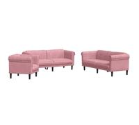 Yisssmeng Ensemble de Canapés 3 Pièces en Velours Rose pour Salon | Set complet assises de salon comprenant 1 fauteuil, 1 canapé 2 places et 1 canapé 3 places rembourrés pour séjour chic.