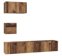 Yisssmeng Ensemble de Meuble TV Mural 3 Pièces en Bois d'Ingénierie | Optimisez votre salon avec ce set suspendu aspect bois ancien, offrant un rangement structuré et élégant.