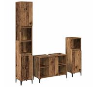 Yisssmeng Ensemble de meubles de salle de bain 3 pièces avec meuble sous lavabo et armoires de salle de bain aspect bois vieilli, design moderne en bois composé, peu encombrant et fonctionnel pour la