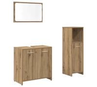 Yisssmeng Ensemble de meubles de salle de bain 3 pièces en chêne artisanal, meuble sous lavabo, armoire de salle de bain et miroir, ensemble de salle de bain moderne en bois robuste pour organiser la