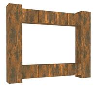 Yisssmeng Ensemble de Meubles TV Muraux 8 Pièces Chêne Fumé | Optimisez l'espace de votre salon avec ce set de rangement suspendu en bois d'ingénierie robuste.