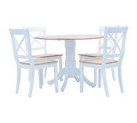 Yisssmeng Ensemble de salle à manger 5 pièces en bois d'hévéa avec 4 | Table à manger ronde avec 4 chaises en bois pour cuisine et salle à manger. Surface laquée facile d'entretien