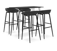 Yisssmeng Ensemble de table de bar avec 4 tabourets de bar Noir 120 x 60 x | Table à manger moderne en MDF et métal pour cuisine, salle à manger ou bistro. Construction stable avec ergonomie.