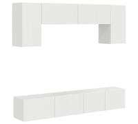 Yisssmeng Ensemble Meuble TV 4 Pcs Blanc Brillant Bois d'Ingénierie | Set suspendu gain de place pour salon avec compartiments de rangement ajustables et design minimaliste épuré.