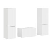 Yisssmeng Ensemble Meuble TV 5 Pcs Blanc Brillant Bois d'Ingénierie | Rangement mural modulable pour votre salon, idéal pour organiser vos appareils multimédias avec style.