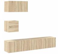 Yisssmeng Ensemble Meuble TV Mural 4 Pcs Chêne Sonoma Bois d'Ingénierie | Optimisez votre salon avec ce set suspendu offrant un grand espace de rangement pour vos appareils multimédias.