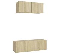 Yisssmeng Ensemble Meuble TV Suspendu 2 Pcs Chêne Sonoma | Rangement mural élégant pour salon et séjour. Optimise l'espace avec ses deux compartiments et sa finition effet chêne.