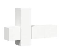 Yisssmeng Ensemble Meuble TV Suspendu 3 Pcs Blanc Bois d'Ingénierie | Set de 3 étagères murales pour salon, offrant un grand espace de rangement en bois d'ingénierie facile à nettoyer.