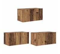 Yisssmeng Ensemble Meuble TV Suspendu 3 Pcs Bois d'Ingénierie Marron | Optimisez votre salon avec ce lot de 3 meubles flottants dotés de portes et d'étagères pour ranger vos accessoires.