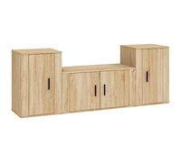 Yisssmeng Ensemble Meuble TV Suspendu 3 Pcs en Bois d'ingénierie | Optimisez l'espace de votre salon avec ce set mural doté de grands compartiments pour organiser vos appareils.