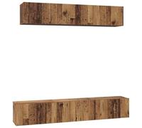 Yisssmeng Ensemble Meuble TV Suspendu 5 Pcs en Bois d'Ingénierie | Set de rangement mural modulable couleur bois ancien pour optimiser l'espace au salon avec style.