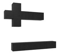 Yisssmeng Ensemble Meuble TV Suspendu 7 Pcs Chêne Noir Bois d'Ingénierie | Set modulaire mural pour salon avec 7 compartiments fermés offrant un espace de rangement discret et ordonné.