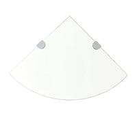 Yisssmeng Étagère d'angle en Verre Trempé 35x35cm avec Supports Chromés | Support d'angle mural pratique pour organiser vos flacons et décorations dans la cuisine, le salon ou la salle de bain.