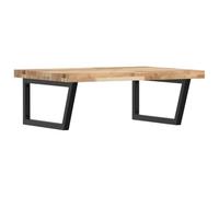 Yisssmeng Étagère de lavabo murale 100 x 60 cm en bois d'acacia en acier trapézoïdal Design moderne Charge maximale 100 kg Pour salle de bain invités WC Petit format