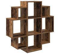 Yisssmeng Étagère Murale 9 Cases Bois d'Ingénierie 90x25x90cm Bois Ancien | Meuble suspendu avec 9 compartiments ouverts pour salon et séjour. Structure robuste supportant jusqu'à 30 kg au total.