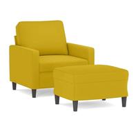 Yisssmeng Fauteuil avec Repose-Pied Velours Jaune Canapé 1 Place 2 Pcs | Ce siège d'appoint en velours jaune avec pouf offre une relaxation optimale dans votre salon ou coin lecture.