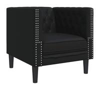 Yisssmeng Fauteuil Chesterfield 1 Place en Similicuir Noir pour Salon | Chaise de canapé matelassée à boutons avec pieds robustes, idéale pour salon, bureau et espace lecture.