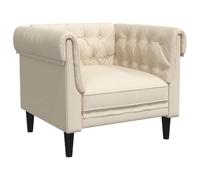 Yisssmeng Fauteuil Chesterfield en Lin Chaise de Salon Rétro 78.5cm | Design Chesterfield classique avec accoudoirs roulés pour salon et bureau. Tissu en lin respirant et pieds robustes.