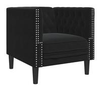 Yisssmeng Fauteuil Chesterfield en Velours Noir, Canapé 1 Place Salon | Assise capitonnée élégante en velours doux avec pieds en bois massif pour salon, chambre ou bureau moderne.