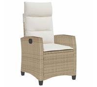 Yisssmeng Fauteuil de jardin, avec table d'appoint, réglable, en polyrotin, beige, 65 x 94 cm, design moderne, pour balcon, terrasse et jardin