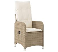 Yisssmeng Fauteuil de jardin réglable en polyrotin avec coussins blanc crème, 54,5 x 58,5 x 92 cm, pour extérieur, balcon, terrasse, jardin