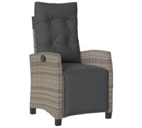 Yisssmeng Fauteuil de jardin réglable en polyrotin gris, 57 x 66 x 93 cm, avec coussin d'assise amovible, pour balcon, terrasse, jardin, design moderne, robuste et durable