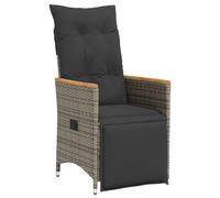 Yisssmeng Fauteuil de jardin réglable en polyrotin gris avec coussins épais 56 x 59 x 92 cm Dossier et repose-pieds individuellement Design moderne pour jardin, balcon, terrasse