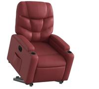 Yisssmeng Fauteuil de relaxation électrique en cuir synthétique - Bordeaux - 74 x 89 x 100 cm - Avec aide au lever - Fonction de couchage à 135° - Porte-gobelet - Poche latérale robuste - Pour salon