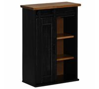 Yisssmeng Halden Armoire suspendue en pin massif avec porte coulissante - 49 x 22,5 x 70 cm - Pour cuisine, salle de bain, couloir et salon - Noir