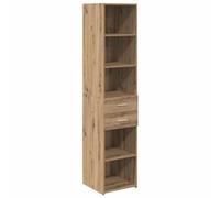 Yisssmeng Haut Armoire avec Tiroir Chêne Artisanal 40x42,5x185 cm | Colonne de rangement compacte pour salon et couloir. Gain de place vertical avec etageres reglables et finition mate.