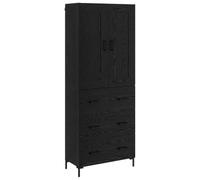 Yisssmeng Haut Buffet Armoire Rangement 2 Pcs Bois d'Ingénierie Chêne Noir