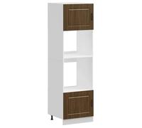 Yisssmeng Kalmar - Ensemble d'armoire de cuisine - 60 x 57 x 207 cm - Marron - Aspect chêne - Avec pieds réglables - Armoire haute compacte pour petite cuisine, couloir et salle à manger