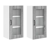 Yisssmeng Kalmar - Lot de 2 armoires de cuisine - En bois - Gris sonoma - 40 x 31 x 80 cm - Avec grand espace de rangement - Design moderne - Robuste et durable - Pour cuisine, couloir, salle à manger