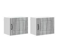 Yisssmeng Kalmar Lot de 2 armoires murales de cuisine en bois robuste - Meuble de cuisine moderne - Gris sonoma - 50 x 31 x 40 cm - Rangement polyvalent