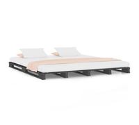Yisssmeng Lit à palettes 120 x 200 cm en bois de pin massif gris avec sommier à lattes, cadre de lit moderne en bois pour chambre à coucher et chambre d'amis, lit futon plat