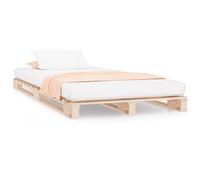 Yisssmeng Lit à palettes 90 x 200 cm en bois de pin massif, cadre de lit plat et cadre de lit en bois naturel avec sommier à lattes, lit en bois solide pour chambre à coucher et chambre d'amis