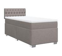 Yisssmeng Lit à sommier tapissier 100 x 200 cm - En tissu taupe - Armature matelas et coussin - Cadre de lit simple moderne - Pour chambre à coucher, chambre d'adolescent et chambre d'amis