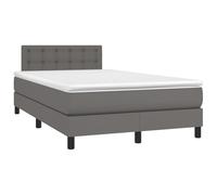Yisssmeng Lit à sommier tapissier - 120 x 190 cm - Gris - En cuir synthétique - Matelas et surmatelas - Tête de lit réglable en hauteur - Design moderne - Pour chambre à coucher, chambre d'adolescent